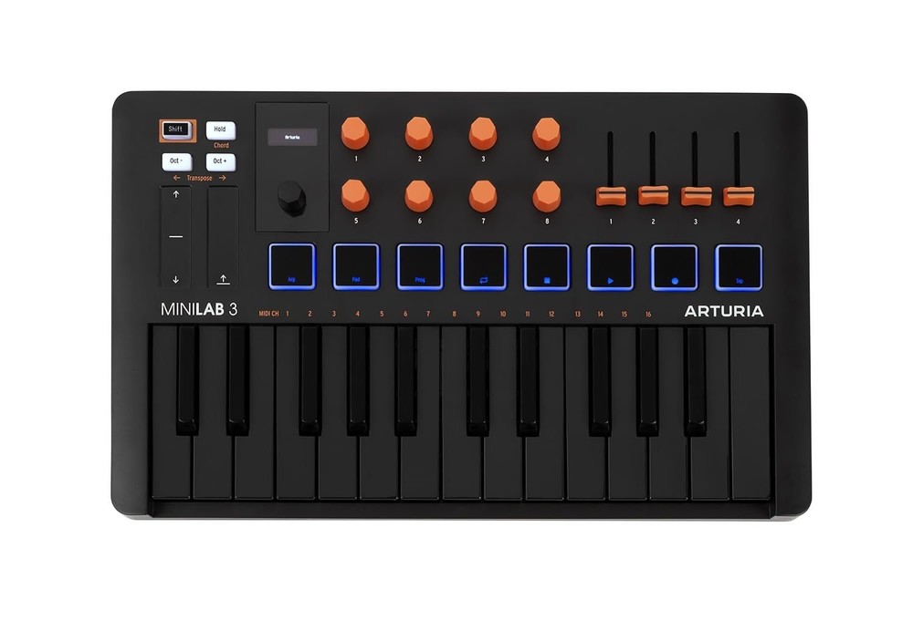 Arturia MiniLab 3, 25 Slim-Key USB-C Midi Controller with 5-Year Warranty, 8…