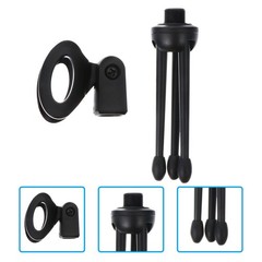 1 Set 2Pcs Plastic Microphone Tripods Practical Mic Table Stands (Black)