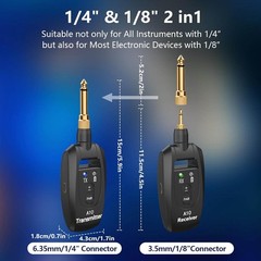 Guitar Wireless Transmitter & Receiver System 100ft 5H Battery 24Bit 48KHz