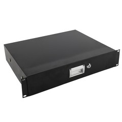 19″ 2U Steel Plate DJ Drawer Equipment Cabinet with Keys Black, in stock