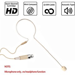 5x Beige Single Earhook Headset mini XLR Microphone for Shure Wireless-TA4F 4pin