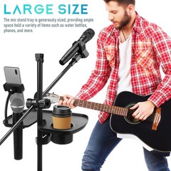 Toyvian Universal Microphone Stand Tray with Drink Holder, Adjustable Mic Sta…
