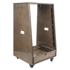 Sound Town 16U DIY Slanted Studio Rack w/h 2U Drawer Plywood Casters SDRK-16TBD2