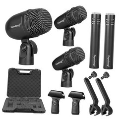 5-Piece Drum Microphone Set with 3 Dynamic Percussion Microphones and 2