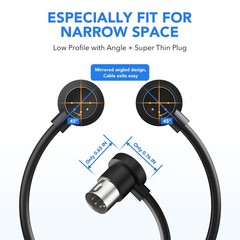 Heams 4 Pack Premium Right Angle MIDI Cable 1FT, Low Profile for 1 FT, Black