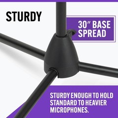 On-Stage MS7701B Euro Boom Mic Stand (For Vocal and Instrument Microphones,