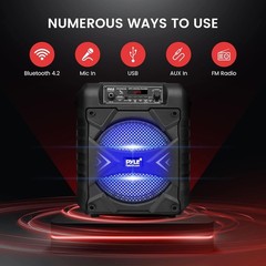 Pyle Wireless Portable LED Bluetooth Speaker System 300W 8″ Subwoofer Radio USB