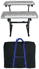 Rockville Z55 Z-Stand Adjustable 2-Tier Keyboard Stand w/Shelf + Travel Bag