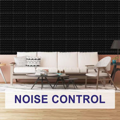 12 In. X 12 In. X 3 In. Black Pyramid-Shaped Foam Acoustic Panels, 12-Pack