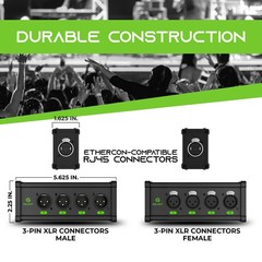4-Channel XLR/DMX to RJ45 Ethernet Extender for Live Sound & Lighting