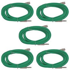 5 GREEN 1/4 TRS to 3 pin XLR female balanced patch mic cables 25 ft foot cords