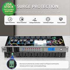 Rack Mount Power Conditioner 20A 10 Outlets 2000W Surge Protector Voltage