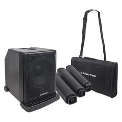Sound Town Portable PA w/ 12″ Power Sub, 8 x 3″ Column Spk,UHF Mic CARPO-L2SWM01