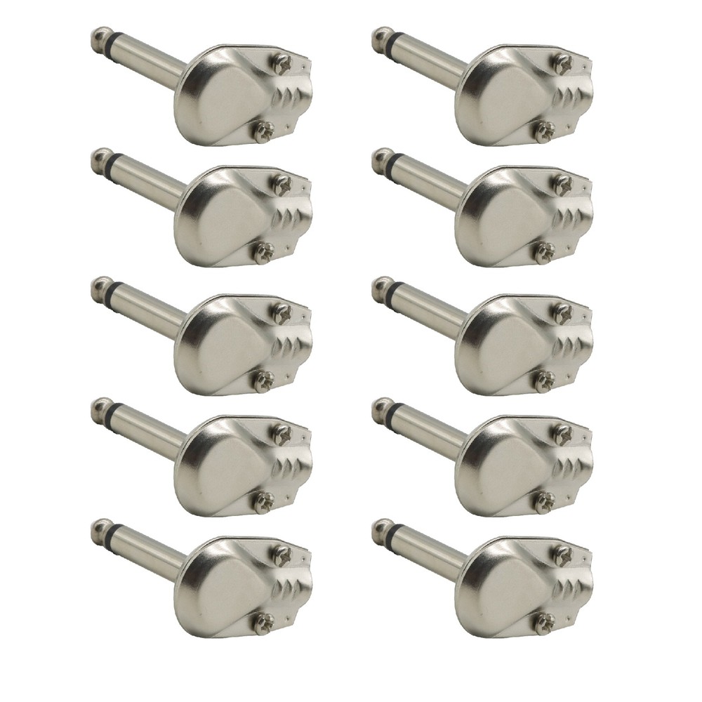 10x Lot Pancake 1/4″ Inch 6.3mm Right Angle 90 Degree Audio Mono Male Jack Plugs