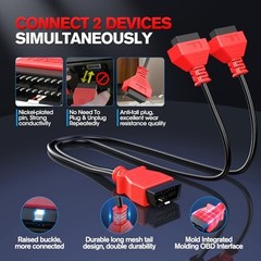 Original OBD2 Splitter 16 Pin OBD II Splitter Extension, 1X Male to 2X Female
