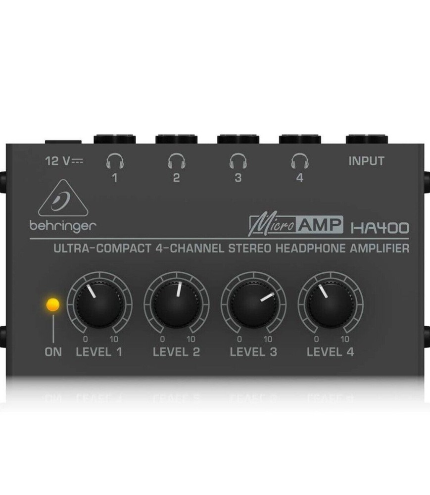 Behringer MICROAMP HA400 Ultra-Compact 4 Channel Stereo Headphone Silver