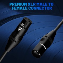 25 Foot 3 Pin XLR Male To Female Balanced Heavy Duty Microphone Patch Cord
