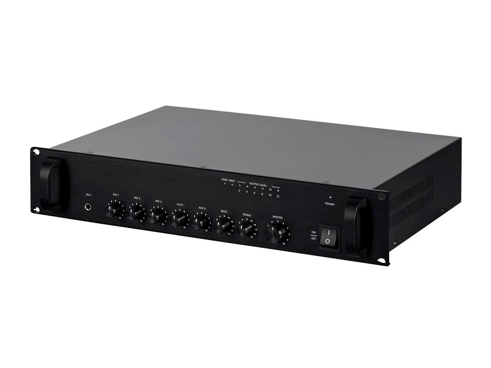 Commercial Audio 240W 5ch 70V/100V Mixer Amp with Microphone Priority 18805 Blac