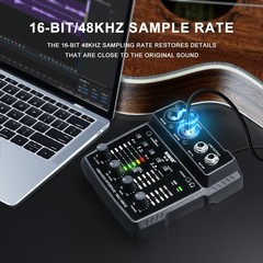 BOMGE M12 USB Audio Interface, 2-Channel Mixer, XLR/3.5mm Input, 48V Power Su…
