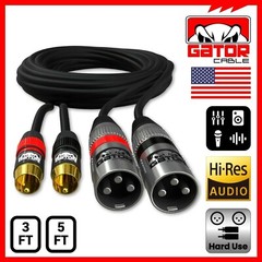 2-XLR Male to 2-RCA Male Cable Dual Patch Splitter Shielded Audio Stereo HD 6FT