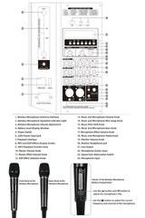 Portable Wireless PA System with Bluetooth and Microphones, Black