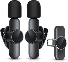 2 Pack Mini Wireless Microphone Type C for Android Phone USB C for Android/Apple