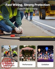 VEVOR 2 Channel Rubber Cable Protector Ramp 39.37″ Speed Bump