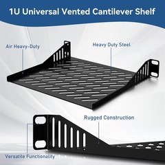 10 inch 1U Server Rack Shelf, Ventilated Rack-Mounted Cantilever Tray for 10″…