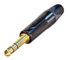NEUTRIK NP3X-B 1/4″ TRS Stereo Male Cable Mount Plug – Black Shell/Gold Contacts