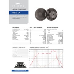 Pair Eminence Delta-12A 12″ Woofer 8 ohm 98.3dB 2.5″ Coil Replacement Speaker