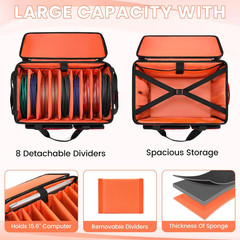 Rolling DJ Cable Bag with Wheels, DJ Gig Bag Case for Equipment with 15.6″ Lapto