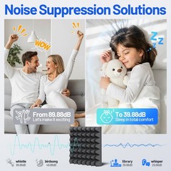 12 Pack Pyramid Sound Proof Foam Panels for Walls with 2 Inch 12 Pack, Black