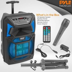Pyle Portable Bluetooth PA Speaker System, 8″ Subwoofer, 400W Aux Input PPHP82SM