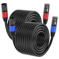 XLR Cable 50Ft 2 Packs – Premium Balanced Microphone Cable with 3-Pin XLR Male t