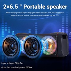 Bluetooth Wireless Portable Speaker Stereo 2*6.5in USB FM Powerful Sound Speaker