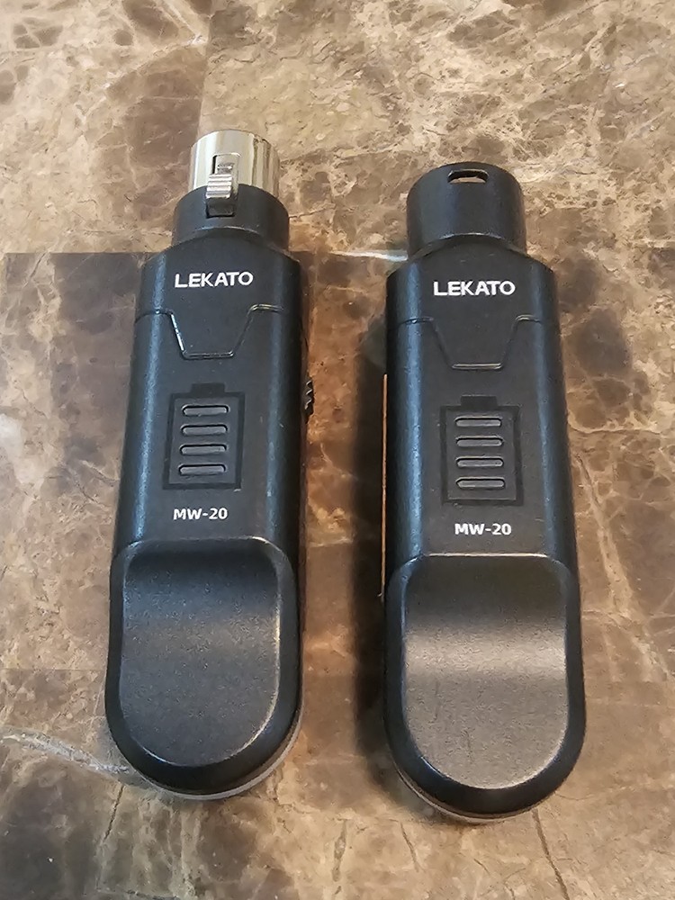 LEKATO MW-20 Wireless XLR Transmitter Receiver 2.4GHz, 48V Phantom Power for Mic