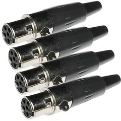 TA5F 5-Pin Mini XLR Female Cable Connector Adapter 4-Pack for Mic Microphone