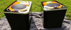 Gibson LP8 Powered Active Monitors Pair wCovers stands Flamed arch 100th Set LP-