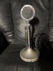 Vintage Astatic D-104 Desktop Microphone G Stand Wired Silver Ham CB Not Tested
