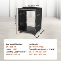 Uimoso 12U AV Rack Stand 500 lbs Capacity Network Stereo Recording Studio Rack