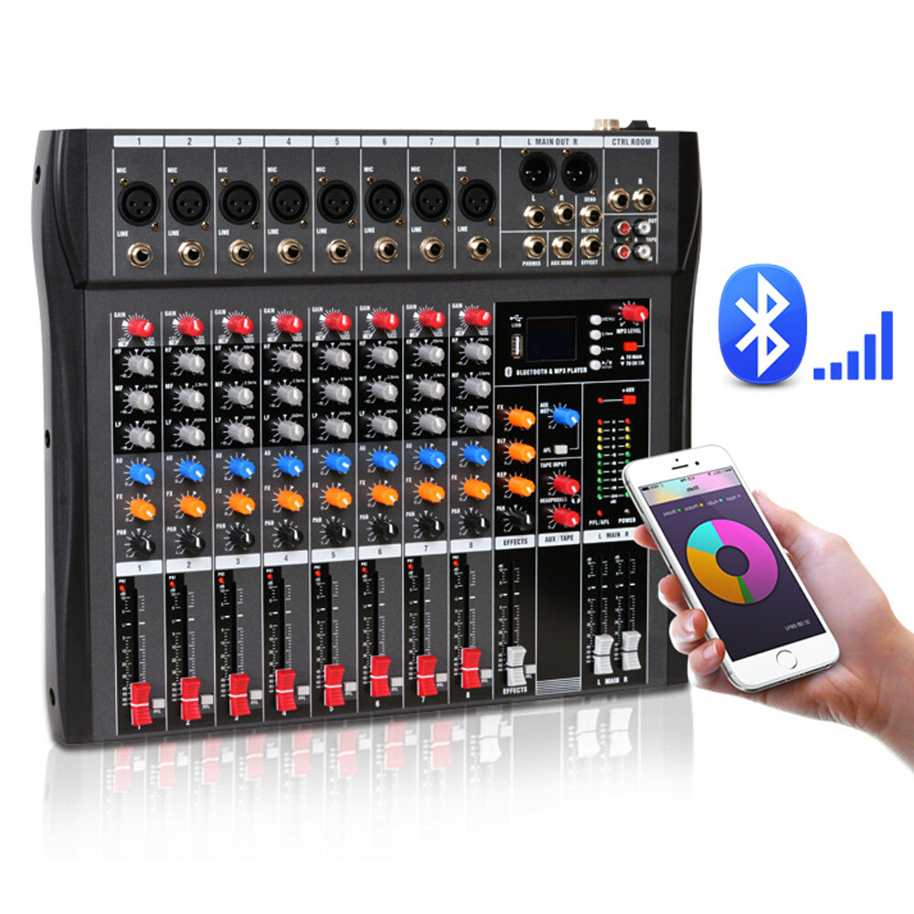 8 Channel USB Mixing Console Bluetooth Live Studio Audio DJ Sound Mixer Board