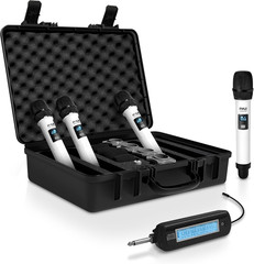 4-Channel Wireless Microphone System with 4 Handheld Mics – Portable UHF Set