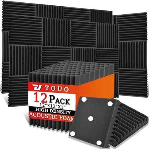 12 Pack Acoustic Panels – Sound Proof Foam Panels for 1″ Thick 12 Pack Black