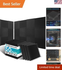 Sound Absorbing Foam Panels – 50 Pack, 2x12x12 Inch Acoustic Wedges for Studios