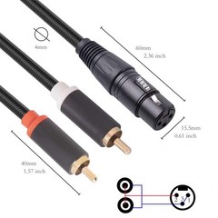 Female XLR to Dual RCA Y Splitter Patch Cable,Unbalanced XLR Female to 2 RCA/…