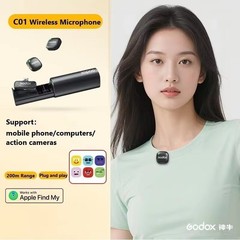 Godox C01 Kit2 Wireless Lavalier Microphone for iPhone 15/16/17 Samsung Huawei