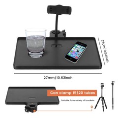 Phone holder Microphone Stand Tray, Clamp-On 27*25cm (10.63*9.84inch), Black