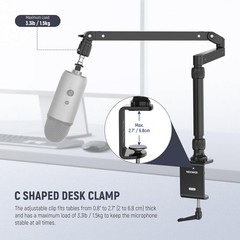NEEWER Low Profile Mic Arm Desk Stand Mount with Damping, 360° Swivel Articulati