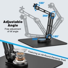 Mic Stand Desk, 360° Rotatable Desktop Microphone Stand, Max Load 4.4 lb, Adj…