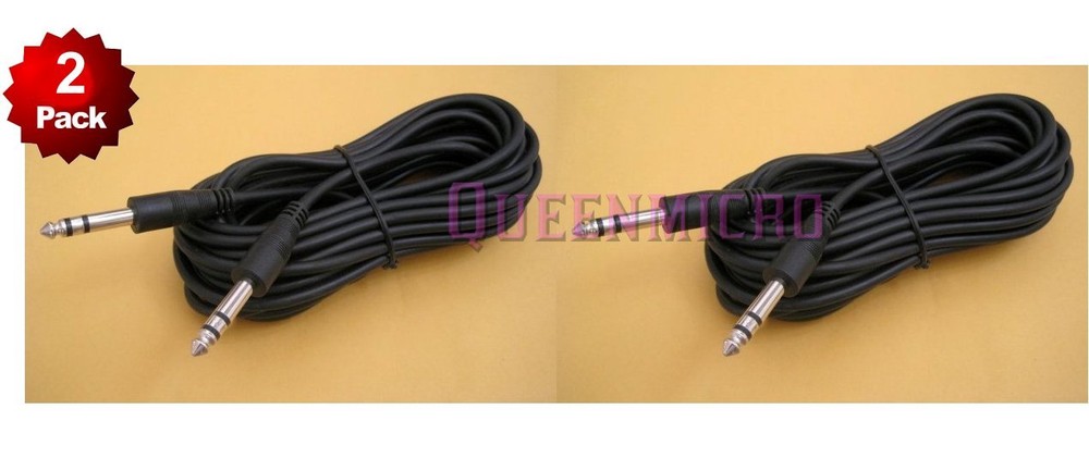 2 Pack – 6Ft 1/4″ Stereo TRS Male to Male Guitar DJ Speaker PA Instrument Cable